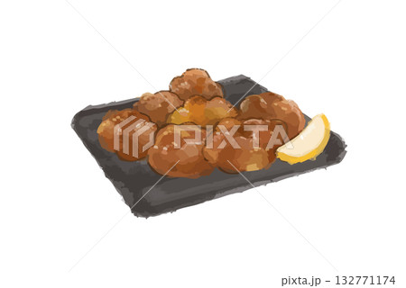 オシャレな水彩唐揚げのイラスト素材 オシャレな水彩唐揚げのイラスト素材 132771174