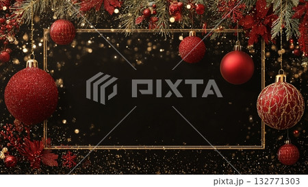 クリスマスイメージ黒系背景素材 132771303