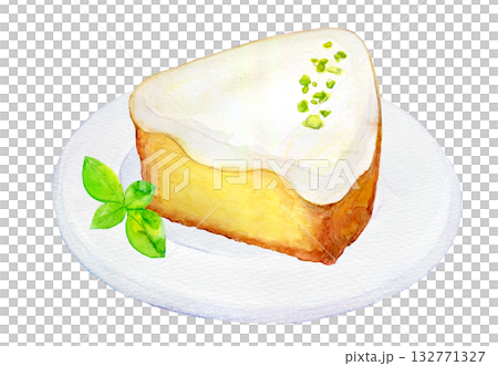 水彩イラスト　手描きイラスト　レモンケーキ 132771327