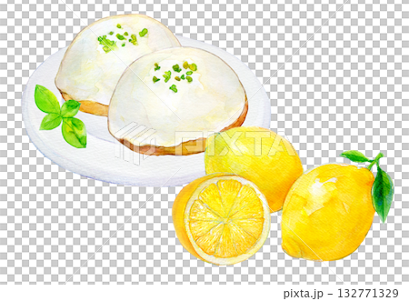 水彩イラスト 手描きイラスト レモンケーキ 水彩イラスト 手描きイラスト レモンケーキ 132771329
