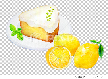 水彩イラスト 手描きイラスト レモンケーキ 水彩イラスト 手描きイラスト レモンケーキ 132771330