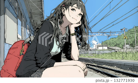 電車で通学している女子高生