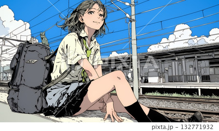 電車で通学している女子高生