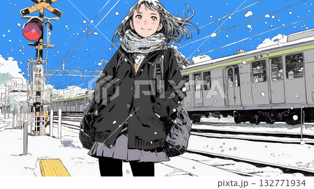 電車で通学している女子高生