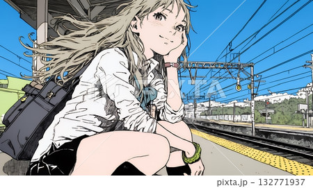 電車で通学している女子高生