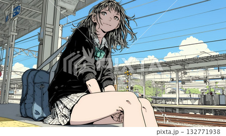 電車で通学している女子高生