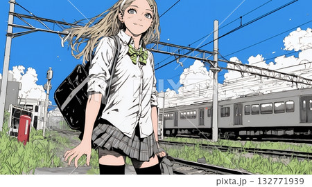 電車で通学している女子高生