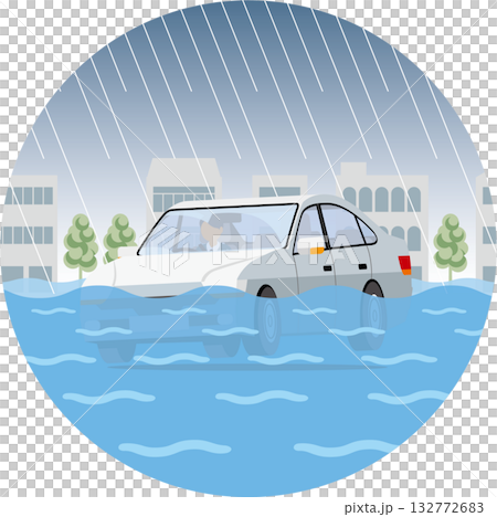 被淹沒的汽車_圓圈 132772683