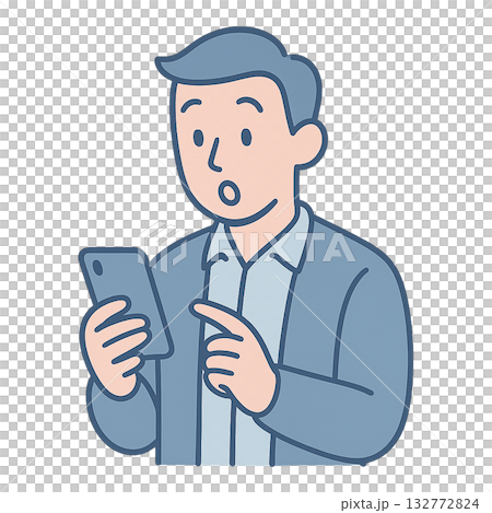 スマートフォンを操作するビジネスシーン、 スマホを使って情報を確認する男性のイメージ、 落ち着いた雰 132772824