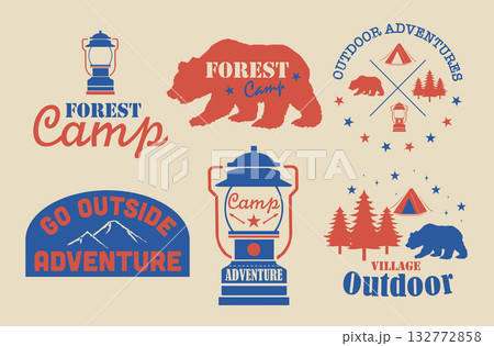 アウトドアに使える、キャンプのロゴ アウトドアに使える、キャンプのロゴ 132772858