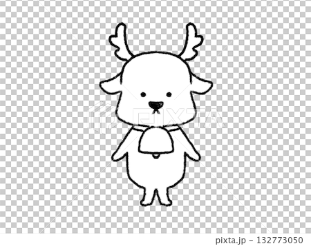 正面を向いたトナカイのキャラクター 132773050