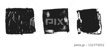 Grunge rectangle frames with textured edges, paint brush ink graffiti splatter and stencils border. Retro scribble abstract shape. 132773052