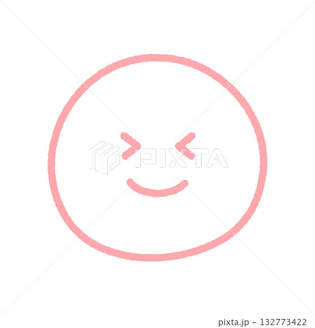 目をぎゅっとつぶって笑っている顔の絵文字 - 楽しい･嬉しい･ウケる表情の笑顔の手書きイラスト素材 132773422