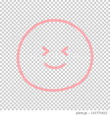目をぎゅっとつぶって笑っている顔の絵文字 - 楽しい･嬉しい･ウケる表情の笑顔の手書きイラスト素材 132773422