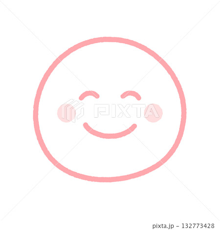 にこにこ笑っている顔の絵文字 - 嬉しい･楽しい感情のシンプルでかわいい手書きの笑顔の線アイコン 132773428