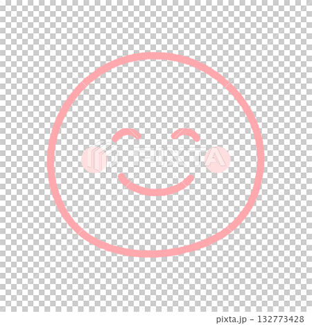 にこにこ笑っている顔の絵文字 - 嬉しい･楽しい感情のシンプルでかわいい手書きの笑顔の線アイコン 132773428