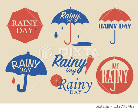 レトロな雨の日ロゴ 132773468