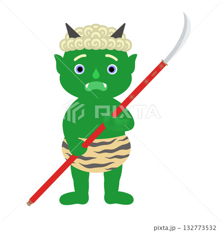 節分_薙刀を持った緑鬼 132773532