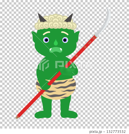 節分_薙刀を持った緑鬼 132773532
