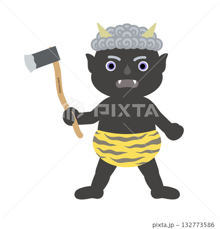 節分_斧を持った黒鬼 132773586