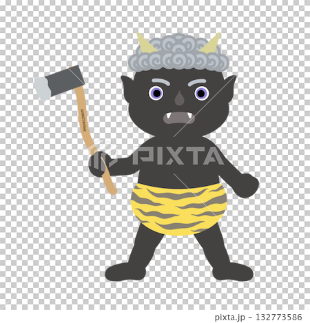 節分_斧を持った黒鬼 132773586