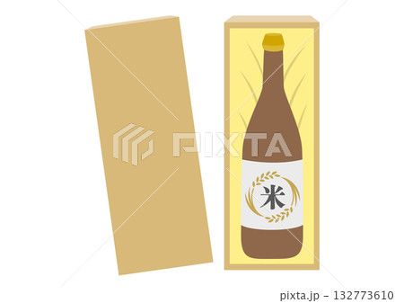 木箱に入った米焼酎のイラスト 木箱に入った米焼酎のイラスト 132773610