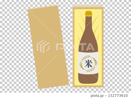 木箱に入った米焼酎のイラスト 木箱に入った米焼酎のイラスト 132773610