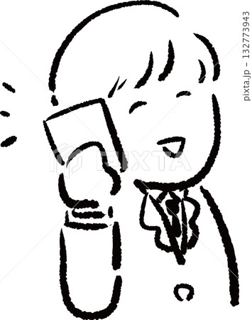 スマホで電話をするビジネスマンのイラスト スマホで電話をするビジネスマンのイラスト 132773943
