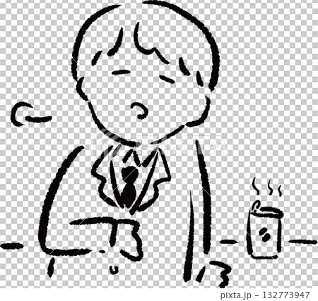Illustration of a businessman taking a break and drinking coffee Illustration of a businessman taking a break and drinking coffee 132773947