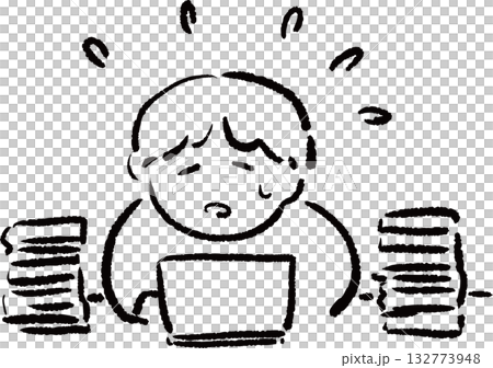 Illustration of a person being overwhelmed by a lot of documents Illustration of a person being overwhelmed by a lot of documents 132773948