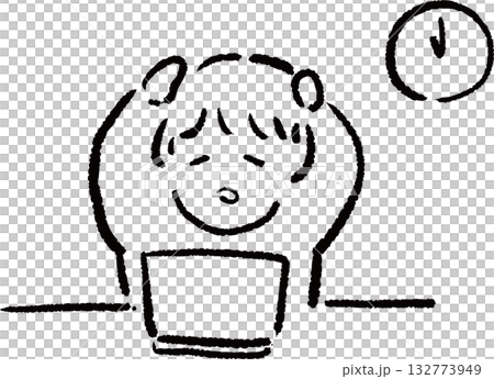 Illustration of a person who is in trouble because of working overtime 132773949