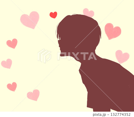 キスしようとする男性 冬 ハート シルエット キスしようとする男性 冬 ハート シルエット 132774352