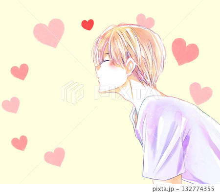 キスしようとする男性　夏　ハート 132774355