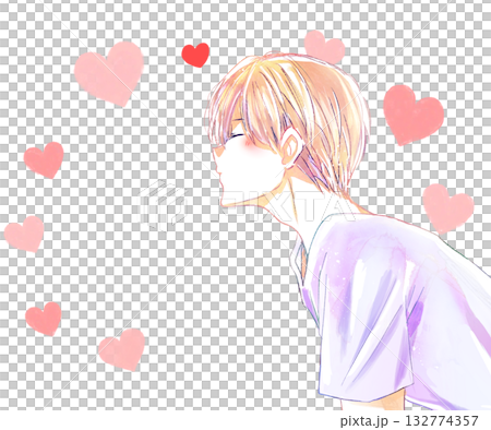 キスしようとする男性　夏　ハート 132774357