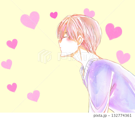キスしようとする男性 冬 ハート キスしようとする男性 冬 ハート 132774361