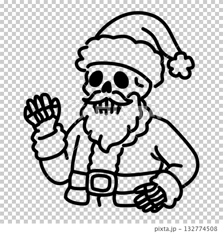 Cute Skeleton Santa Claus Line Art Illustration Kawaii Gothic Christmas Character Spooky Holiday Design Adorable Skeleton Santa Doodle for Coloring Pages and Crafts Cute Skeleton Santa Claus Line Art Illustration Kawaii Gothic Christmas Character Spooky Holiday Design Adorable Skeleton Santa Doodle for Coloring Pages and Crafts 132774508