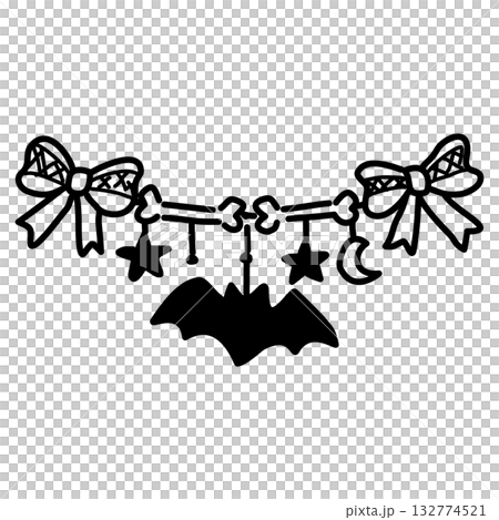 Kawaii Bat and Moon Bone Garland with Bows Line Art Illustration Cute Gothic Christmas Decoration Doodle Spooky Banner Clip Art for Coloring Pages Stickers and Crafts Kawaii Bat and Moon Bone Garland with Bows Line Art Illustration Cute Gothic Christmas Decoration Doodle Spooky Banner Clip Art for Coloring Pages Stickers and Crafts 132774521