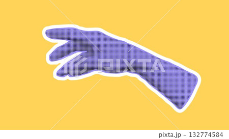 Female hand reaching for something, retro halftone effect Female hand reaching for something, retro halftone effect 132774584