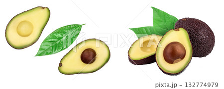 half avocado isolated on white background close-up. Top view half avocado isolated on white background close-up. Top view 132774979