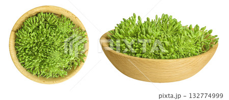 Dill herb or Anethum graveolens flower isolated on white background. Top view. Flat lay 132774999