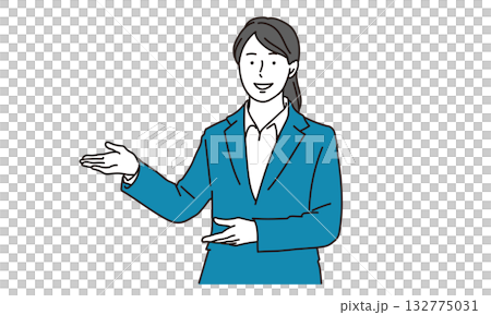 Illustration of a female business person introducing recommendations 132775031
