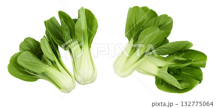 Fresh pak choi cabbage isolated on white background. Top view. Flat lay Fresh pak choi cabbage isolated on white background. Top view. Flat lay 132775064