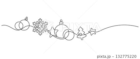 christmas celebration decorative ornament one line drawing continuous christmas celebration decorative ornament one line drawing continuous 132775220
