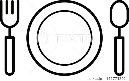 シンプルなナイフとスプーンと皿のベクターイラスト 132775292