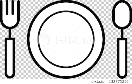 シンプルなナイフとスプーンと皿のベクターイラスト 132775292