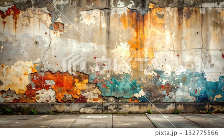 《AI画像》劣化してボロボロになった壁 132775566