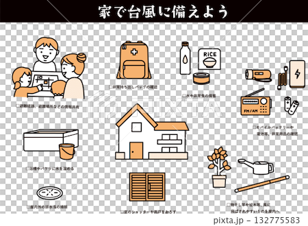 Prepare for a typhoon at home Prepare for a typhoon at home 132775583