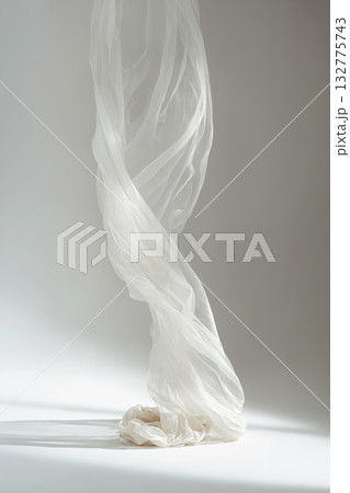 flowing light white fabric. flying curtain 132775743