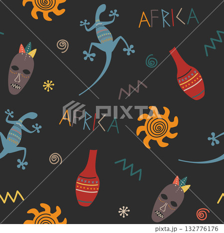 colorful african doodle pattern 132776176