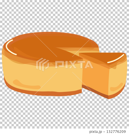 An illustration of a slice cut out from a whole cheesecake 132776209